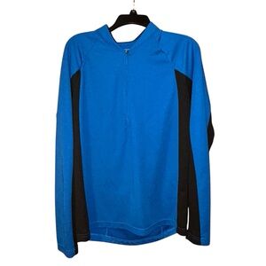LL Bean Mens Blue‎ Black Quarter Zip Pullover Layer Large Performance Fleece